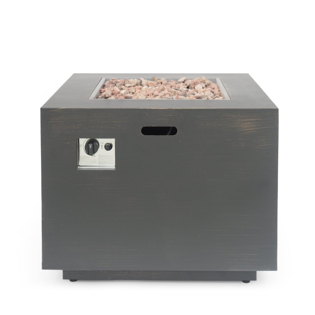 33" Outdoor Iron Square Propane Fire Pit - Brushed Brown