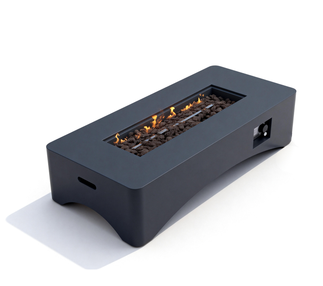 56" Propane Fire Pit Table, Rectangular Outdoor Gas Fire Pit