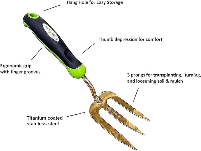 Titanium Garden Tool Set - Includes Hand Trowel Transplanter Cultivator