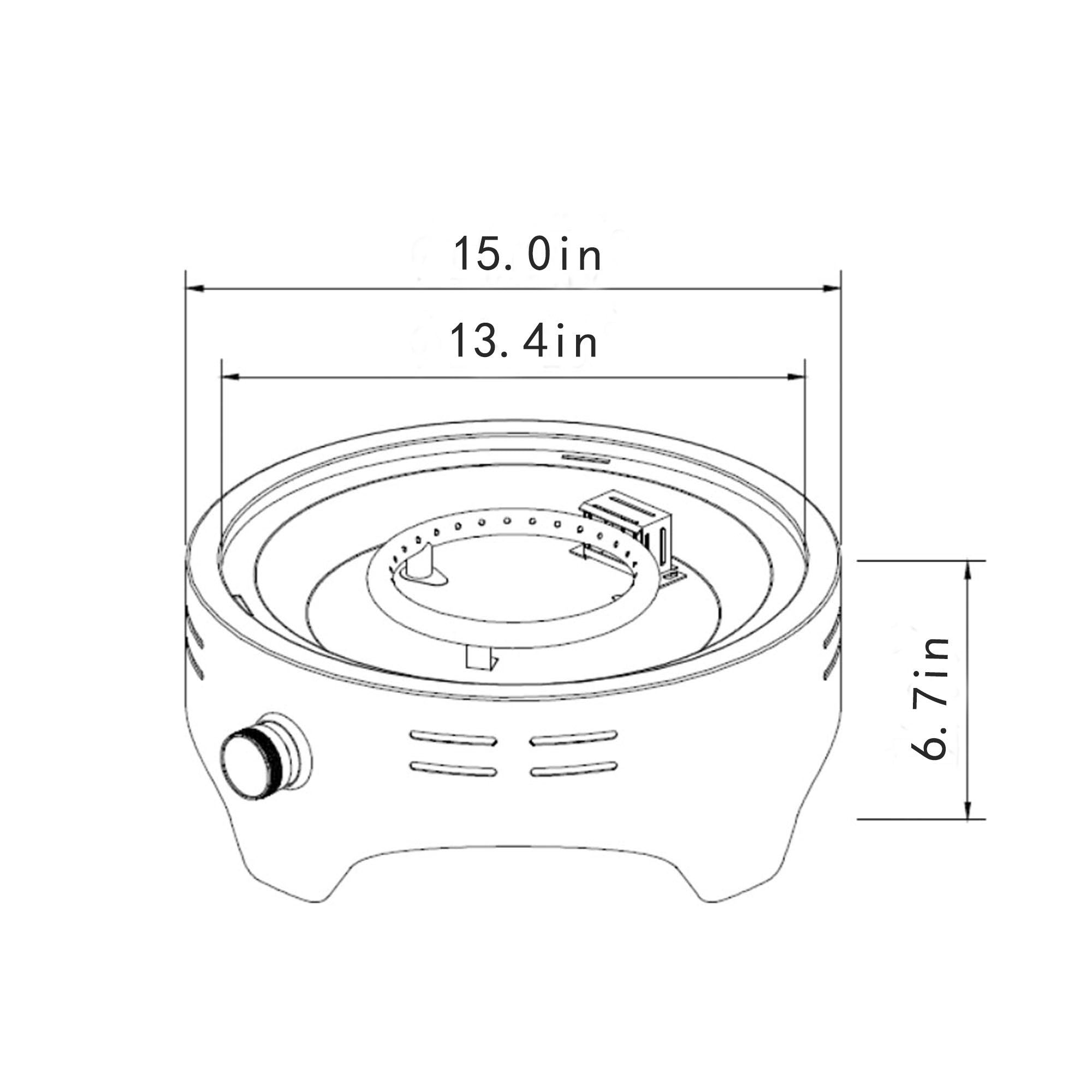 15" Propane Tabletop Gas Fire Pit For Outdoor Spaces