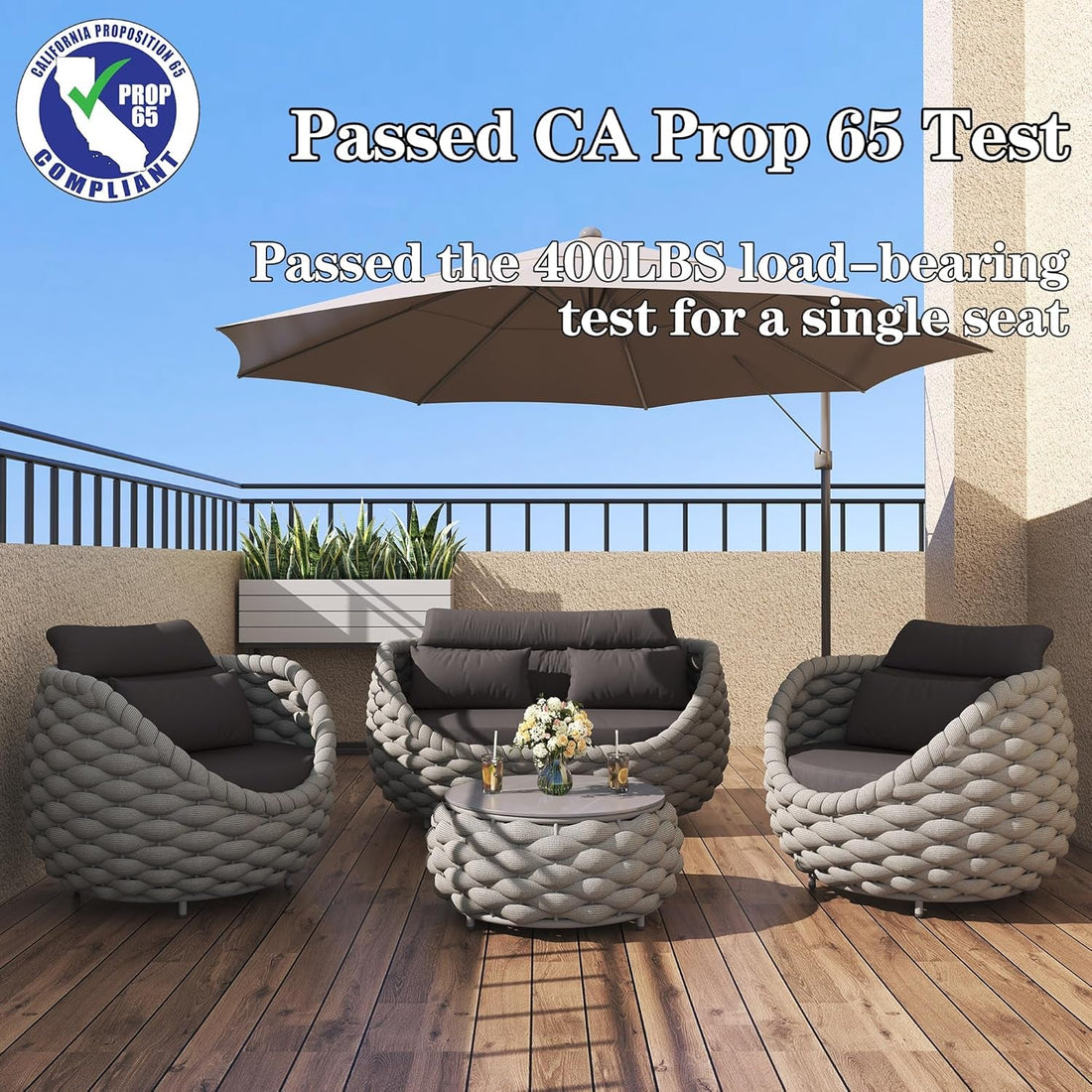 Six Piece Aluminum Patio Furniture Set With Cushions