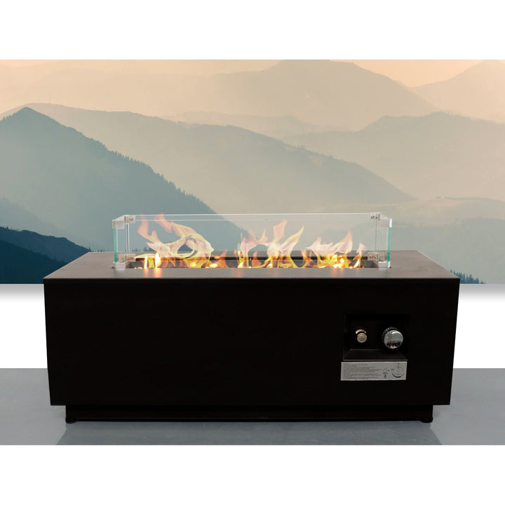 Modern Steel Outdoor Fire Pit Table with Lid, Black