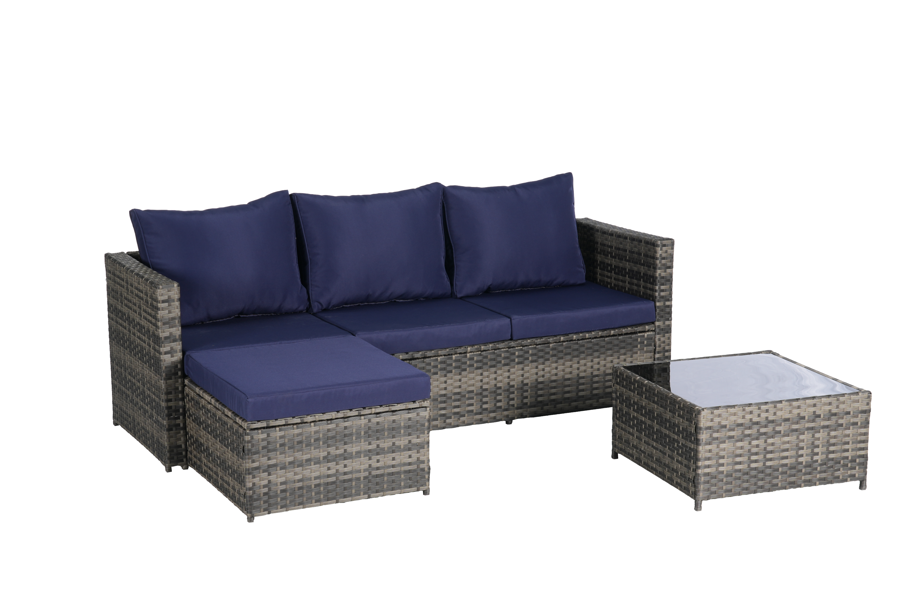 2 Piece L Shaped Patio Furniture Set Outdoor Woven Sectional
