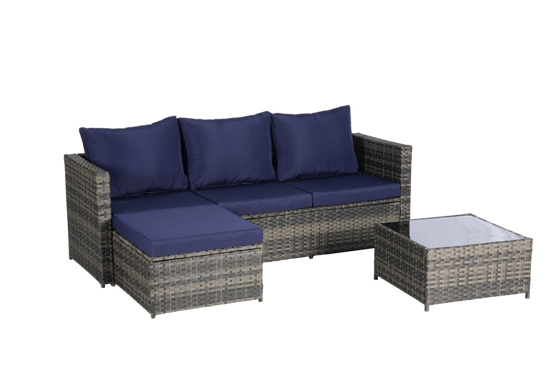 2 Piece L Shaped Patio Furniture Set Outdoor Woven Sectional