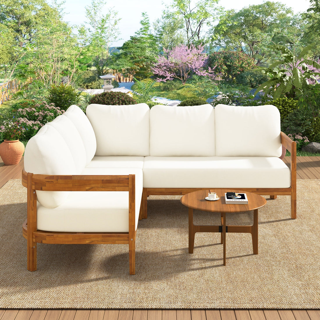 U_Style Acacia Solid Wood Patio Furniture Set