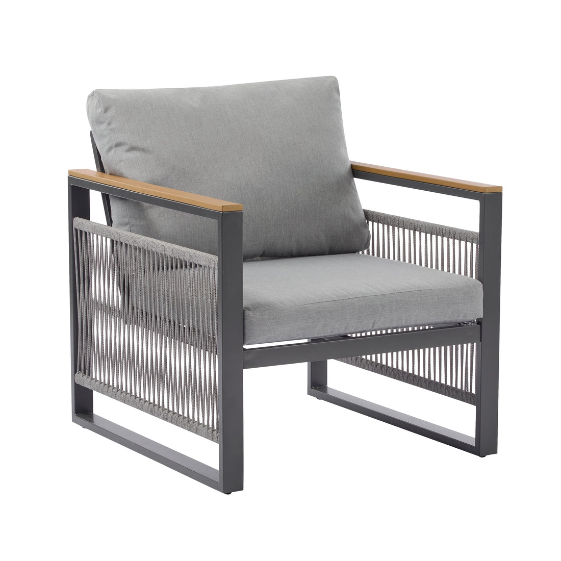 4-Pieces Outdoor Metal Patio Furniture Set with Cushions