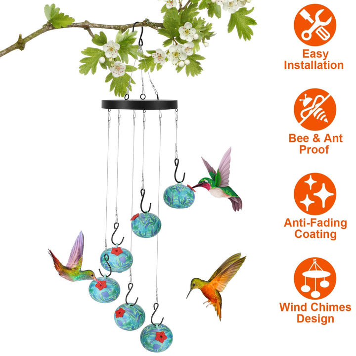 Hummingbird Feeder Wind Chimes Ant Bee Proof Outdoor Garden Hanging