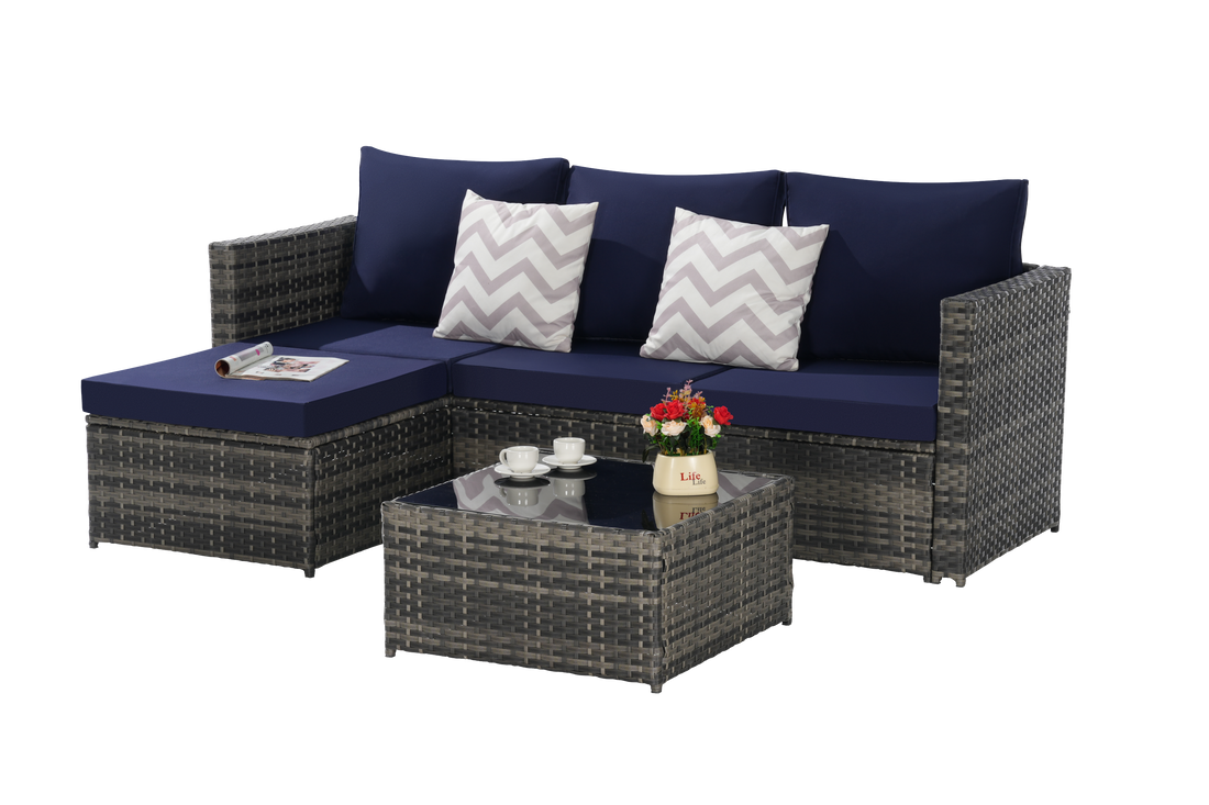 2 Piece L Shaped Patio Furniture Set Outdoor Woven Sectional