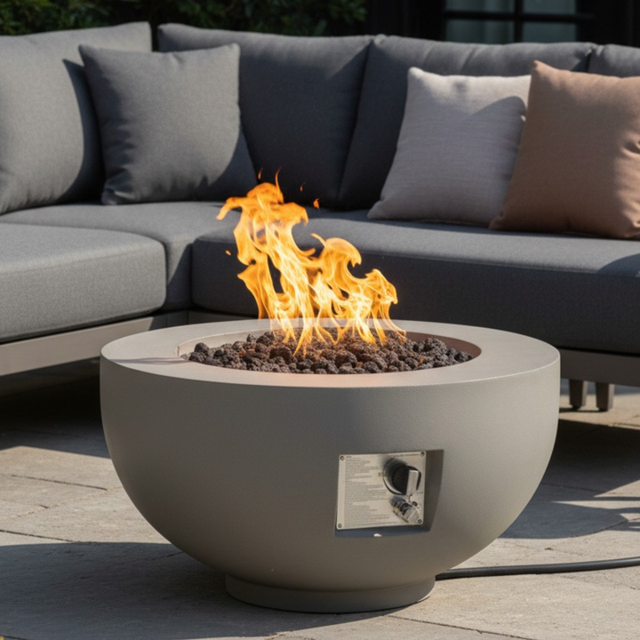 Outdoor Round Propane Fire Pit Table 28-inch, 40,000 BTU