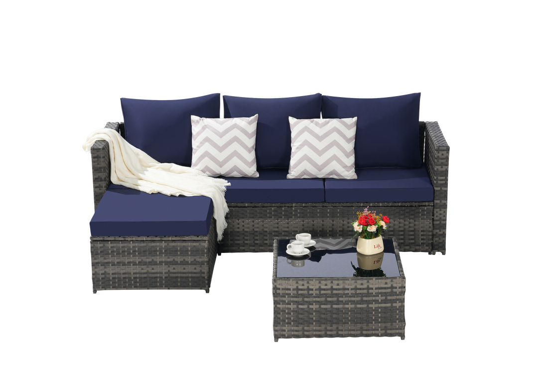 2 Piece L Shaped Patio Furniture Set Outdoor Woven Sectional