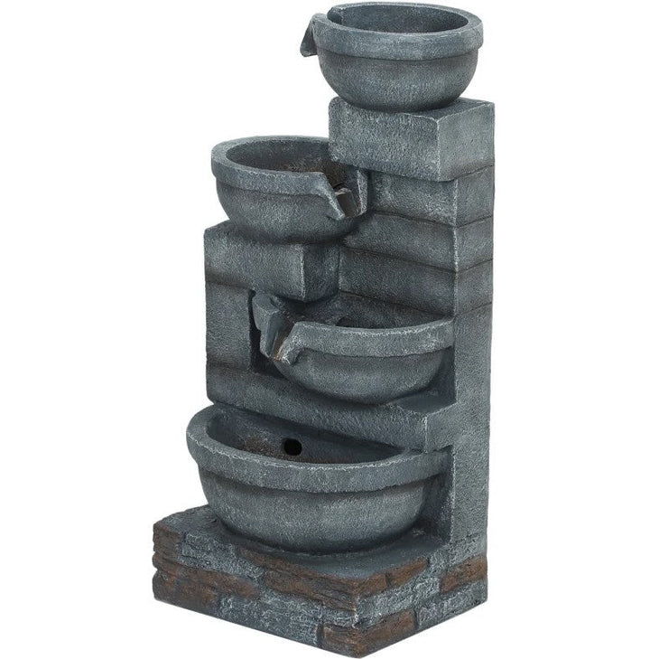 Garden Fountain, Tall Outdoor Waterfall with LED Lights