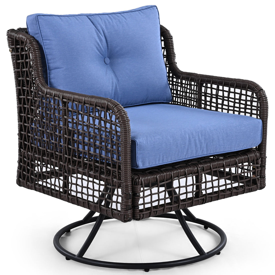 GO 4 Pieces Patio Furniture Set with Swivel Chairs Outdoor Wicker Sofas