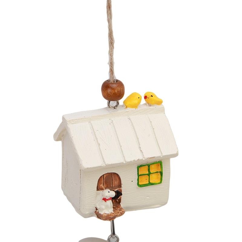 Bamboo Wooden Wind Chimes with Birdhouse Garden Hanging Home Decor