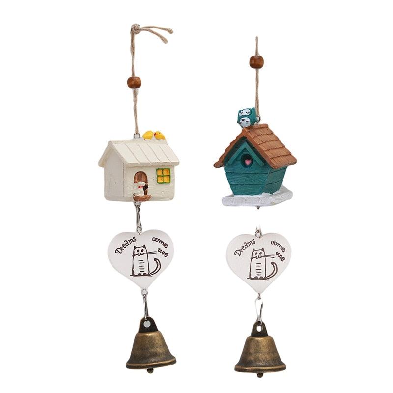 Bamboo Wooden Wind Chimes with Birdhouse Garden Hanging Home Decor
