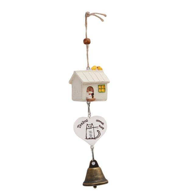 Bamboo Wooden Wind Chimes with Birdhouse Garden Hanging Home Decor