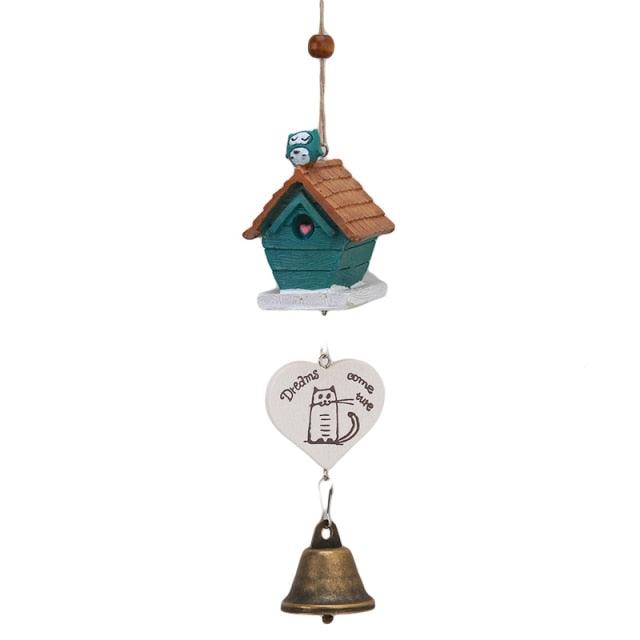 Bamboo Wooden Wind Chimes with Birdhouse Garden Hanging Home Decor