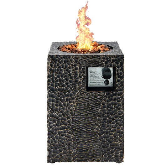 16 Feet Square Outdoor Propane Fire Pit with Lava Rocks Cover