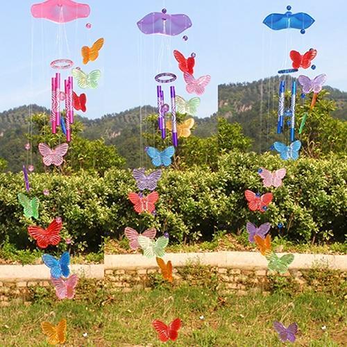 Crystal Butterfly Wind Chime Hanging Ornament Indoor Outdoor Garden Decor