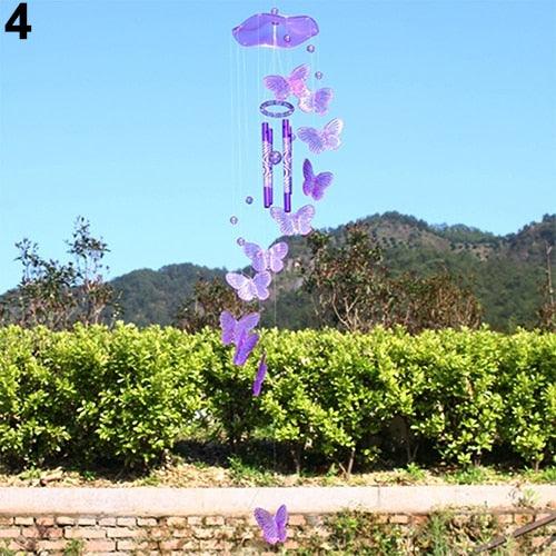 Crystal Butterfly Wind Chime Hanging Ornament Indoor Outdoor Garden Decor