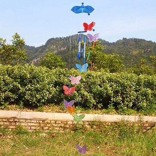 Crystal Butterfly Wind Chime Hanging Ornament Indoor Outdoor Garden Decor