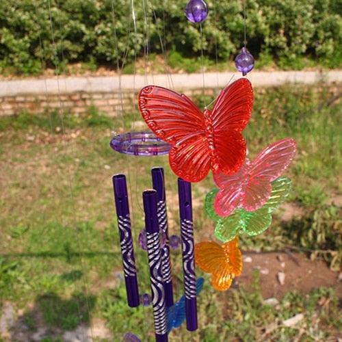 Crystal Butterfly Wind Chime Hanging Ornament Indoor Outdoor Garden Decor