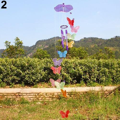Crystal Butterfly Wind Chime Hanging Ornament Indoor Outdoor Garden Decor
