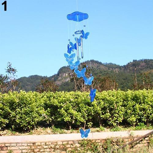 Crystal Butterfly Wind Chime Hanging Ornament Indoor Outdoor Garden Decor
