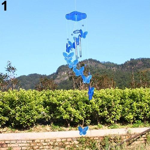 Crystal Butterfly Wind Chime Hanging Ornament Indoor Outdoor Garden Decor