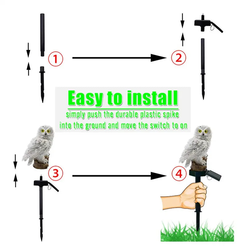 Solar Owl Garden Light - Decorative, Waterproof LED